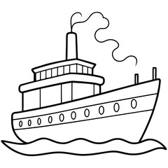 Wall Mural - steamship outline coloring book page line art drawing