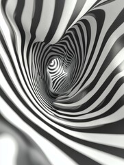 Poster - Swirling black and white stripes create an abstract tunnel effect