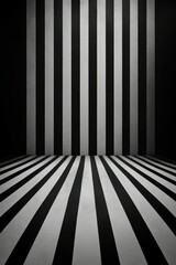 Sticker - Black and white striped interior with a perspective view