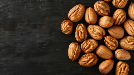 Canvas Print - Walnuts Background Top View