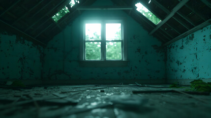 Canvas Print - Visual Attic Filled With Cobwebs Old Toys 