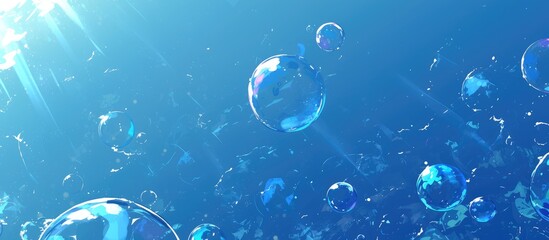 Blue bubbles created by underwater ocean diving