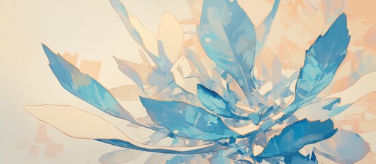 Wall Mural - Close up painting of an abstract plant in pastel colors