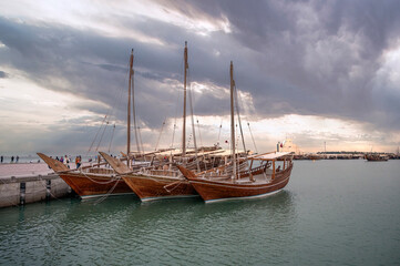 Wall Mural - Traditional Dhow Boat Festival Katara Beach Qatar