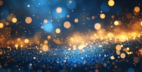 abstract background with elegant and sharp dark blue and gold particles