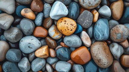 Close-up of Smooth Stones on a Pebble Beach