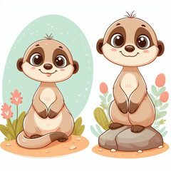 Canvas Print - Cute Meerkat Vector Cartoon illustration