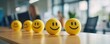 © annamaria - Happiness index employee satisfaction at office , management banner panorama. Generative AI.