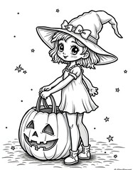 Wall Mural - Halloween line art for coloring page