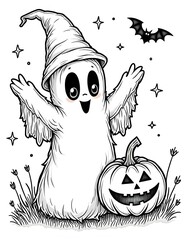 Wall Mural - Halloween line art for coloring page