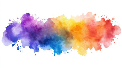Wall Mural - one single colorful watercolor aquarelle abstract splash stain isolated on white background