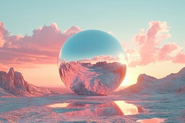 Canvas Print - Sphere seen on alien planet 