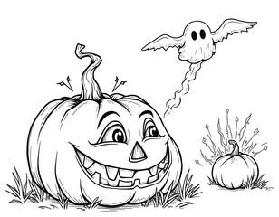 Wall Mural - Halloween line art for the coloring page