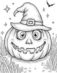 Wall Mural - Halloween line art design for coloring page