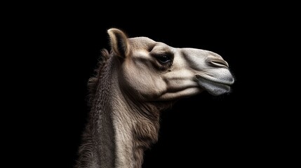 Sticker - Camel Portrait Against a Black Background