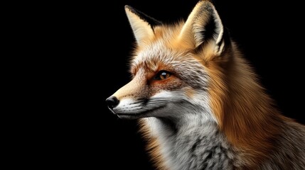 Wall Mural - Close-up of a Red Fox with a Black Background