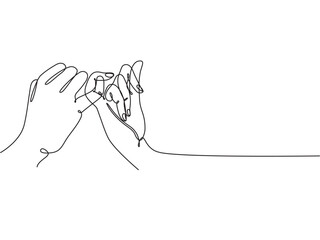 Wall Mural - Continuous one line drawing of the little finger promise symbol. Friendship symbol illustration eps 10