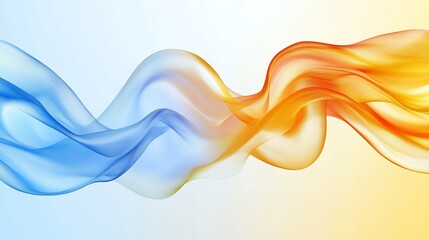 Abstract blue and orange flowing lines on a white background.