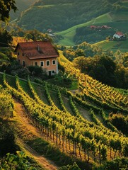 Wall Mural - House in Vineyard