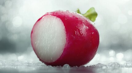 Canvas Print - Fresh Red Radish on Ice