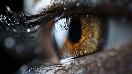 Sticker -  A tight shot of an eye, adorned with tears on its iris