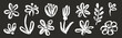 © Polina Tomtosova - Flower abstract hand drawn brush chalk stroke. Sketch hand drawn silhouette floral plant, nature graphic leaf, floral grunge abstract brush. Vector simple flower on chalkboard. Vector illustration