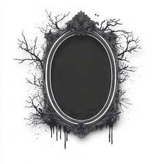 Wall Mural - A enchanted mirror, magical object, detailed frame, silver, isolated on white background