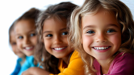 Wall Mural - A group of smiling children sitting together, showcasing joy and friendship.