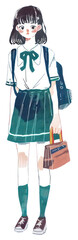 Sticker - Anime schoolgirl illustration with bag