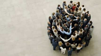 Canvas Print - A diverse group of business people stand in a circle, hands raised in celebration.