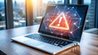 © Танюша Коновал - Problem and Ai error warning concept. automatic warning system for notification error and maintenance. Person using laptop with artificial Intelligence technology system error detected