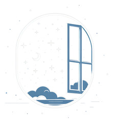 Poster - PNG Window and outside is night stars astronomy shape moon.