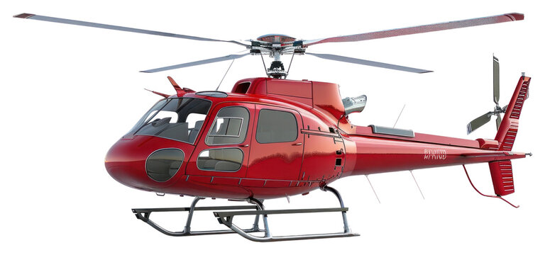 PNG  Red helicopter isolated on white.