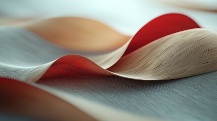 Sticker -  A tight shot of a red and white object, displaying intricate wavy patterns on its surface