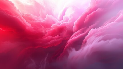  A red and pink backdrop with clouds, featuring a heart in crimson at its center, and another heart similarly colored, situated precisely in the image's midpoint