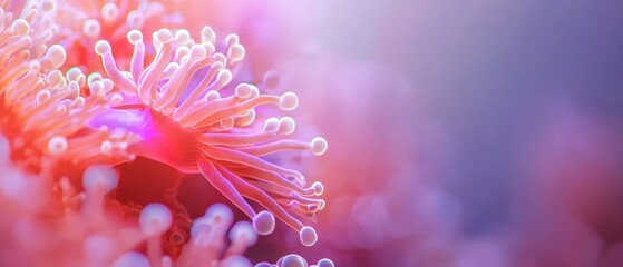 Canvas Print -  A tight shot of a pink bloom adorned with water beads on its petals, against a softly blurred blue backdrop