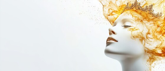 Wall Mural -  A white mannequin head emitting copious amounts of orange smoke from the top