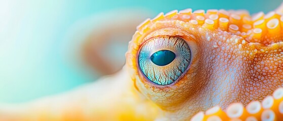 Sticker -  A tight shot of a orange-blue creature with a big eye, its iris serving as the animal's eye center