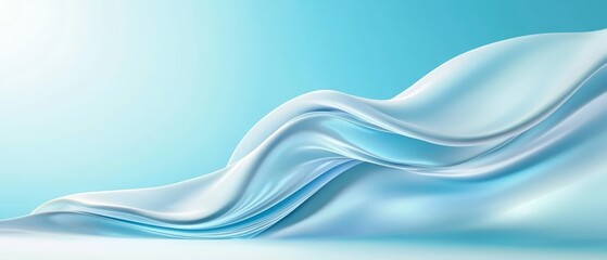 Canvas Print -  A blue-and-white background featuring a centrally positioned wave, topped by a light blue sky