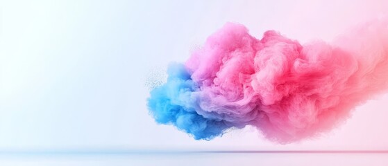 Poster -  A pink-and-blue smoky cloud against a matching background, subtly reflecting light at its base