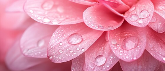 Poster -  A tight shot of a heart-shaped pink flower, adorned with water droplets on its petals