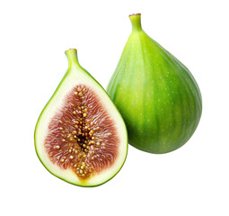 Green fig fruit isolated on a transparent background