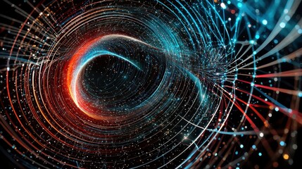 Wall Mural - abstract swirling shapes resembling a galaxy, with stars and nodes connected by fine lines, symboliz