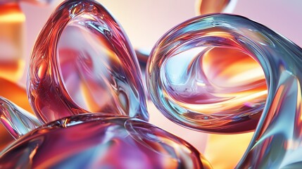 Canvas Print - Colorful swirling glass forms create mesmerizing patterns in a vibrant display of light and texture at an art exhibition