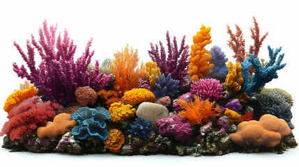 A vibrant underwater scene featuring various colorful coral formations.