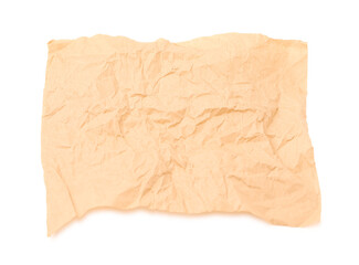 Poster - Crumpled kraft paper sheet isolated on white, top view