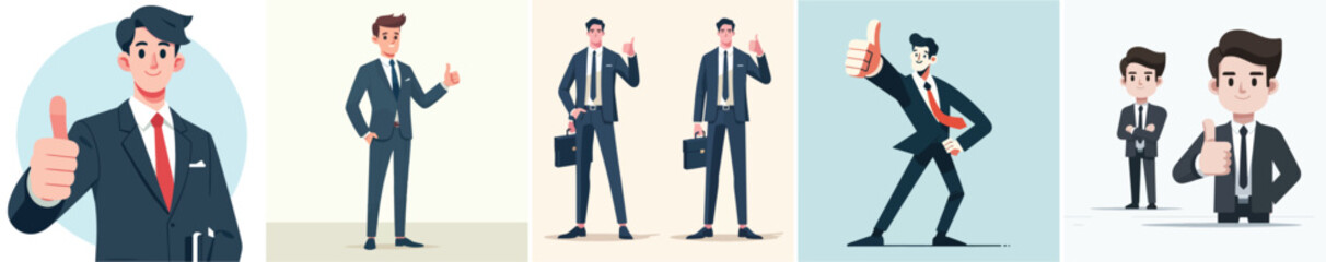 Wall Mural -  vector set of businessman characters with a simple flat design style