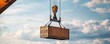 © Kanin - A cargo container is being lifted by a crane against a scenic sky, symbolizing logistics and transport efficiency.