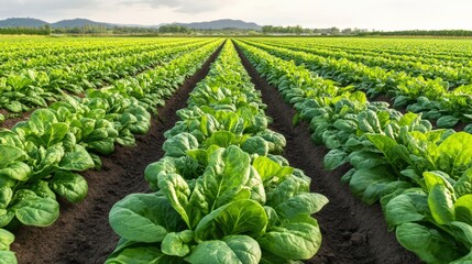 A field of leafy spinach (Spinacia oleracea), being harvested for fresh market sales