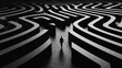 © Exnoi - Endless Maze: A person wandering through a massive, abstract maze that seems to shift and change, symbolizing the feeling of getting lost or stuck while pursuing difficult goals that seem never-ending